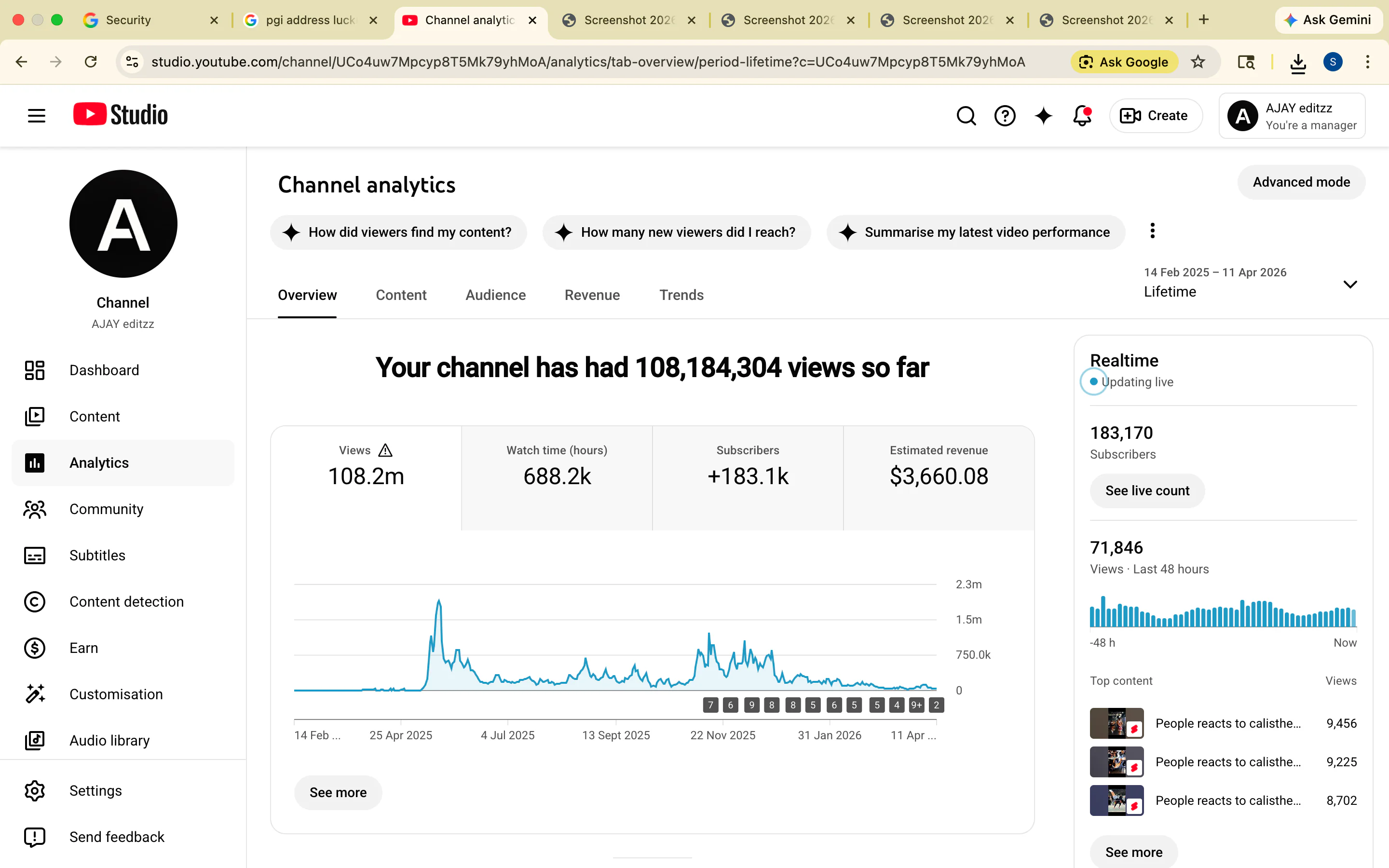 #YTS0054 Buy Monetized YouTube Channel | 183K Subs | 108M Views | Viral Shorts Fitness Channel | Rea